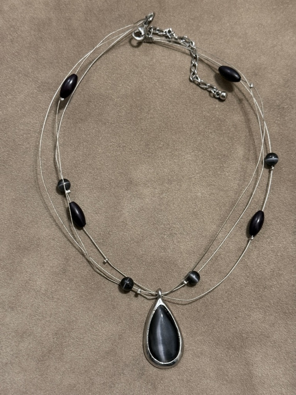 Elegant Multi-Strand Black Teardrop Necklace
